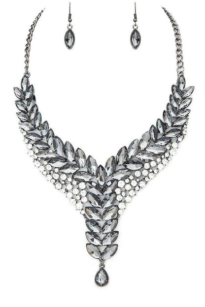 Crystal Marquis Statement Necklace Set