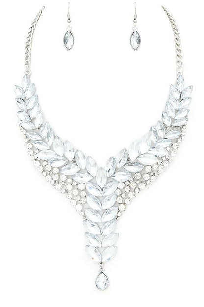 Crystal Marquis Statement Necklace Set