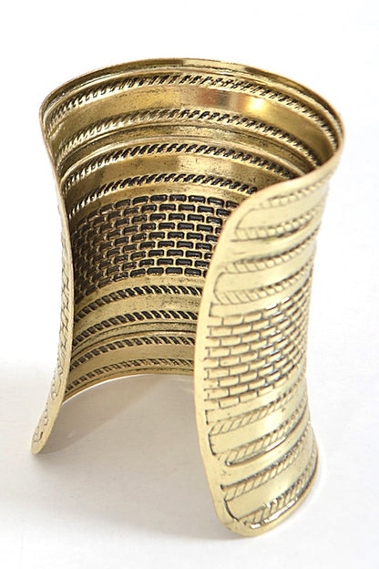 Textured Brass Open Cuff