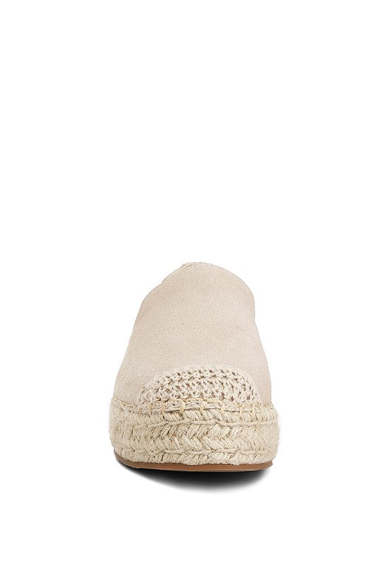 ELLERIE Suede Flatform Heel Espadrilles