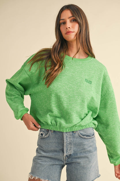 MABLE - Letter Embroidery Crop Sweatshirt