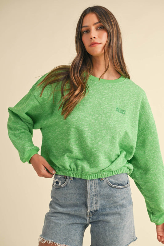 MABLE Letter Embroidery Crop Sweatshirt