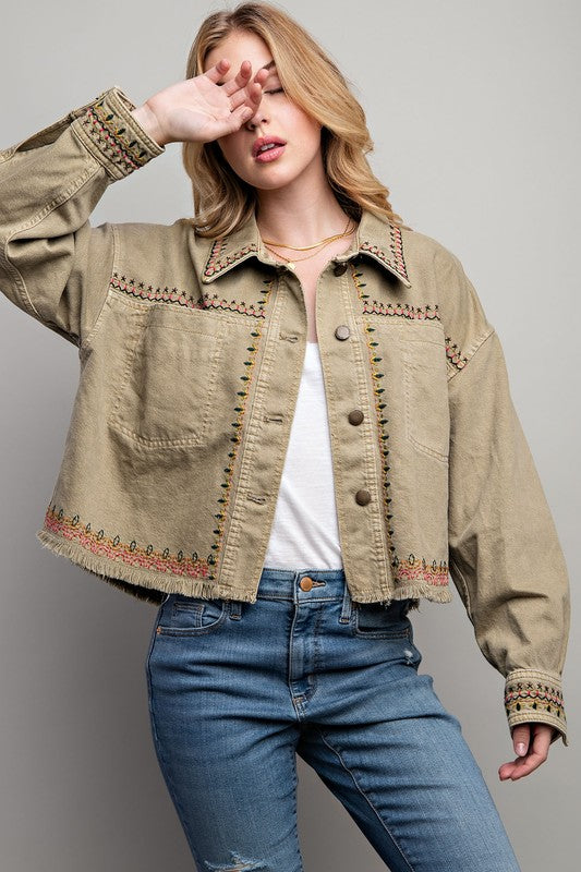 Sweet Generis Embroidered Wash Cotton Jacket