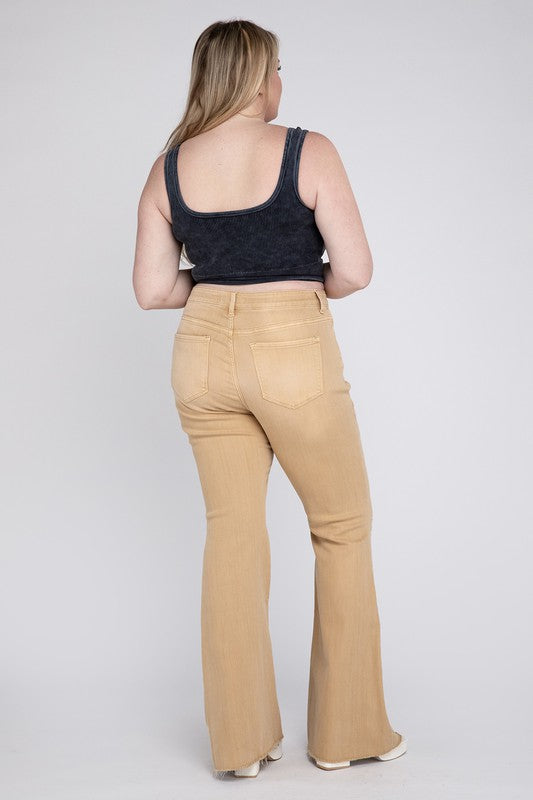 Plus Size - High Rise Flare Jeans