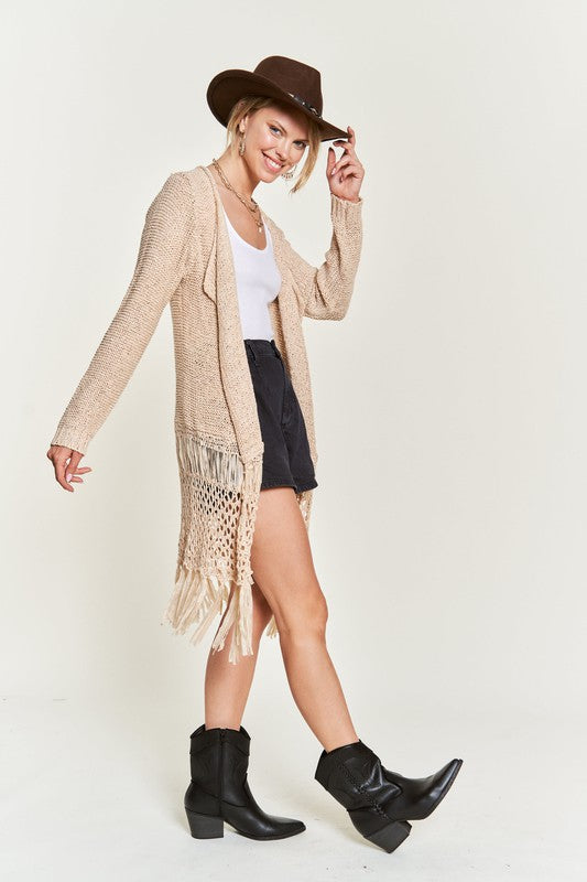 Jade By Jane Fringe Knit Cardigan