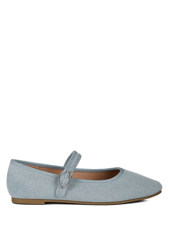 IKER Classic Denim Pin Buckle Ballerinas