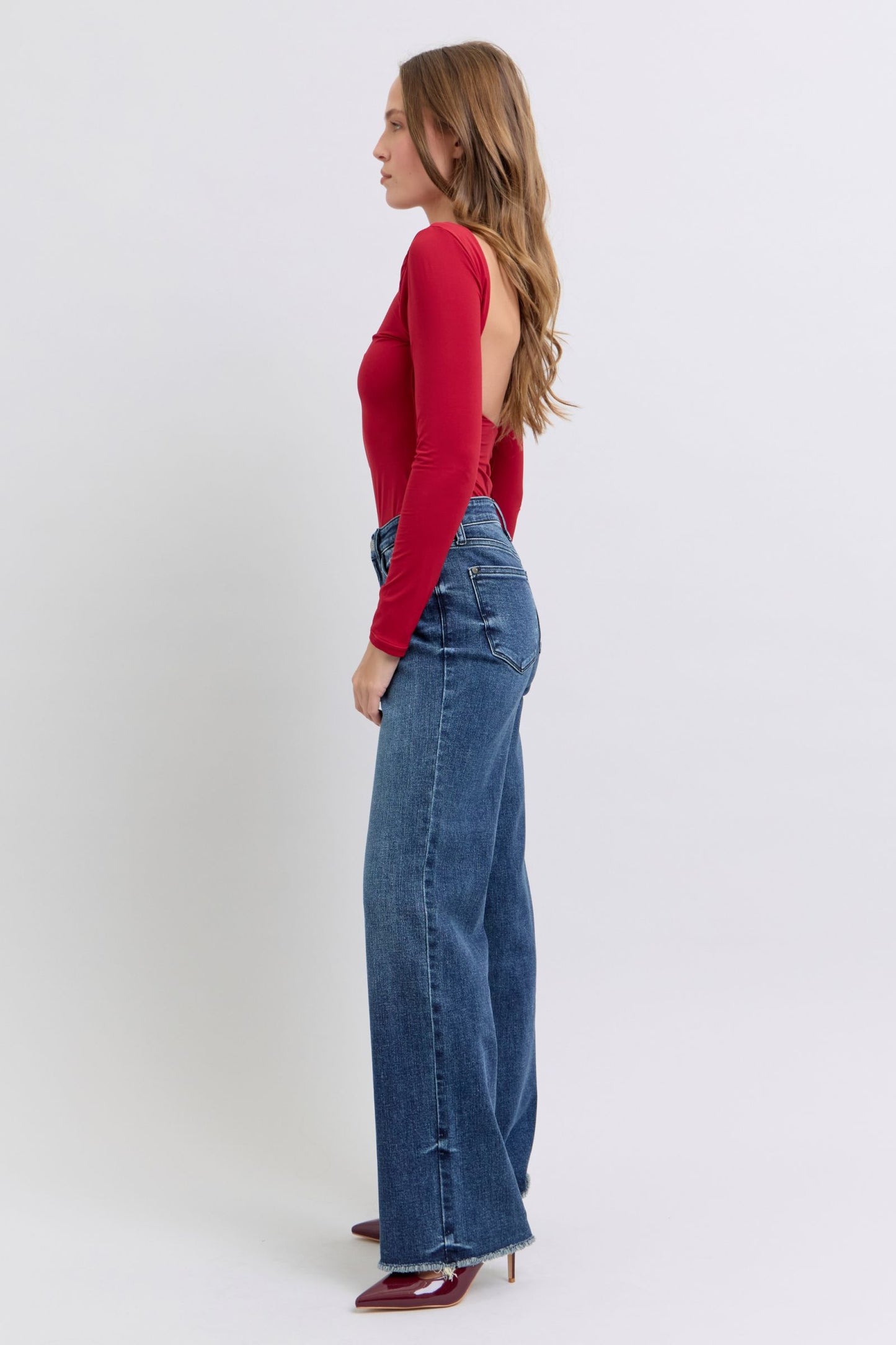 Judy Blue - Full Size Raw Hem Mid Rise Jeans