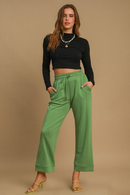 Umgee - Drawstring Wide Leg Pants with Pockets