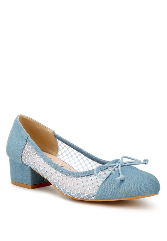 TUDUM Rhinestone Detail Denim Ballerinas