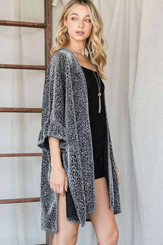 Jade By Jane Metallic Animal Print Kimono