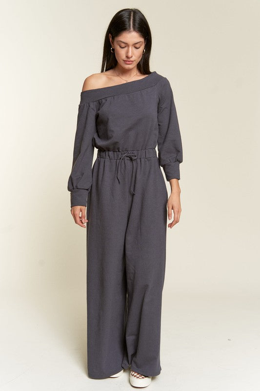 Jade By Jane One Shoulder Terry Jumpsuit