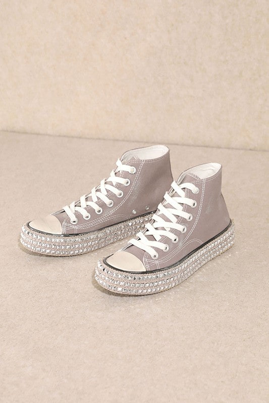 CHANTEL High Top Stud Sneakers