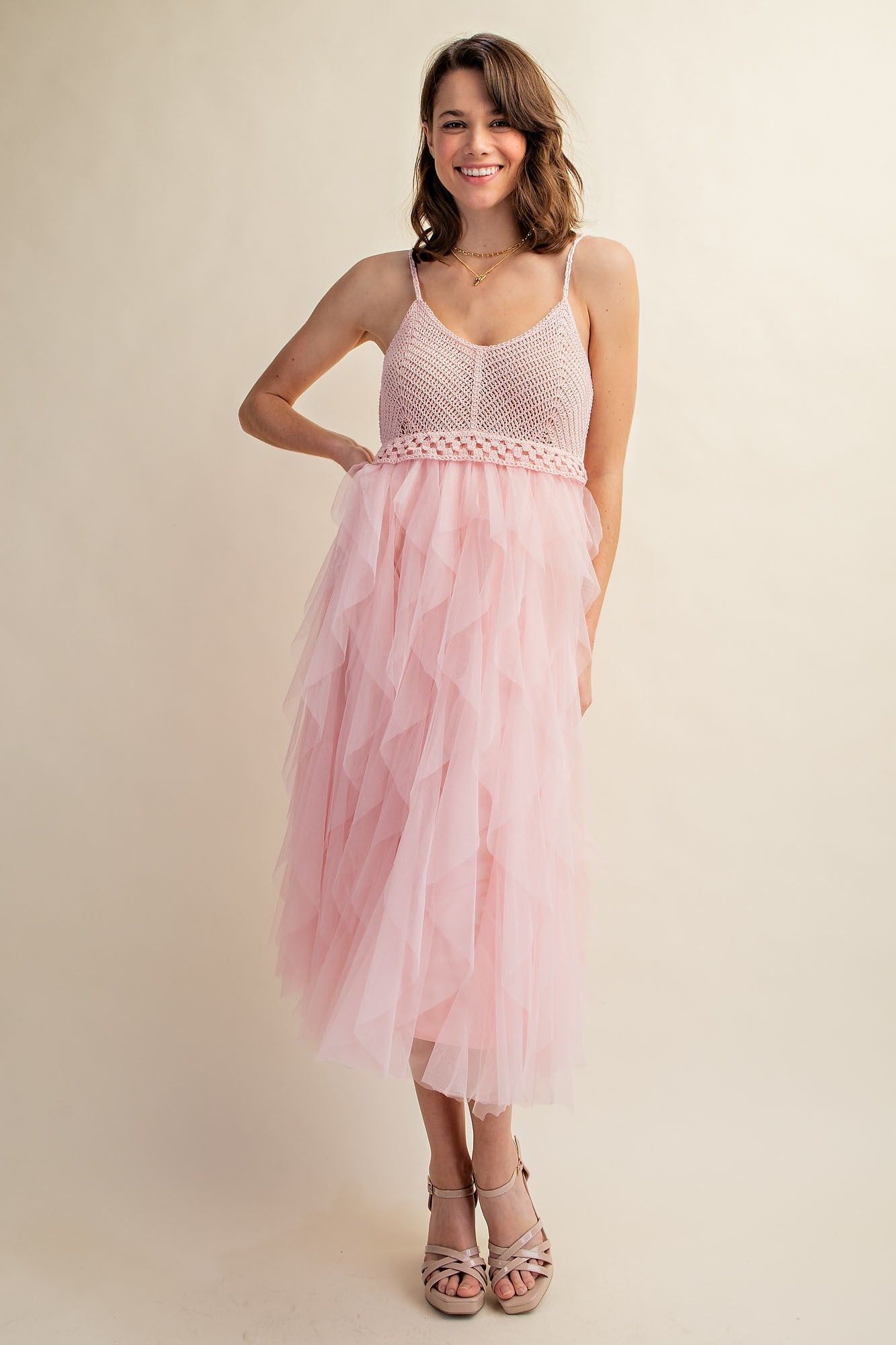 Sweet Generis - LOVELY Tulle Midi Crochet Dress