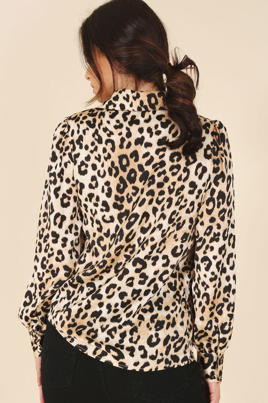 Lilou Satin Leopard Print Blouse