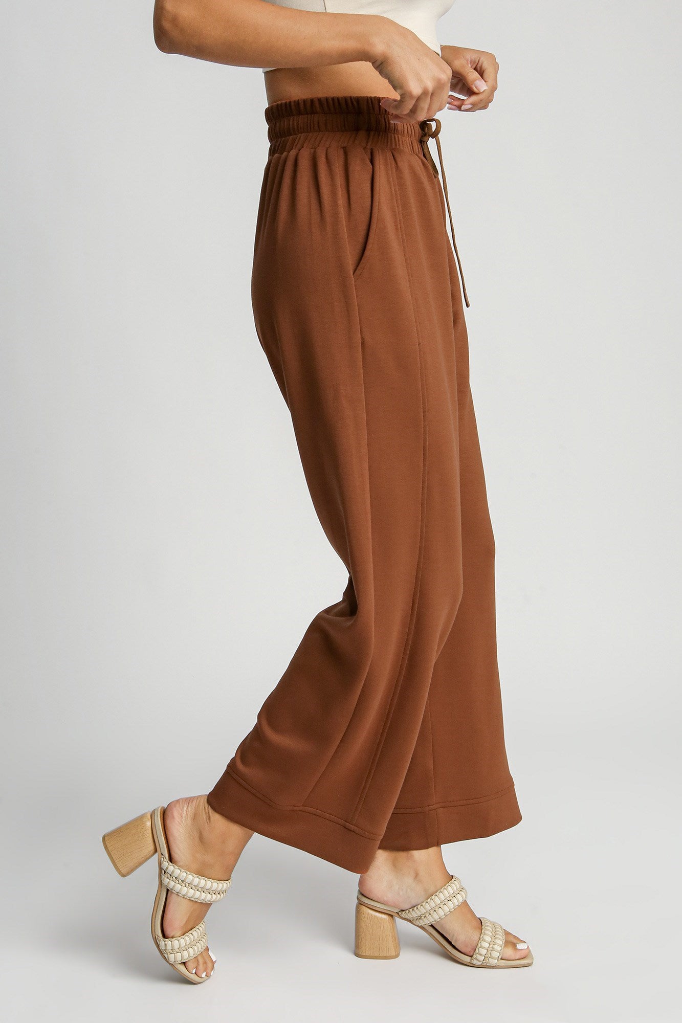 Umgee - Full Size Drawstring Wide Leg Pants with Pockets