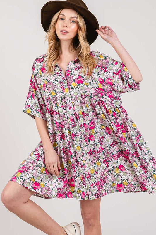 SAGE + FIG Floral Mini Shirt Dress