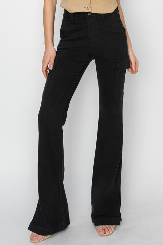 RISEN Full-Size High-Rise Cargo Bootcut Jeans