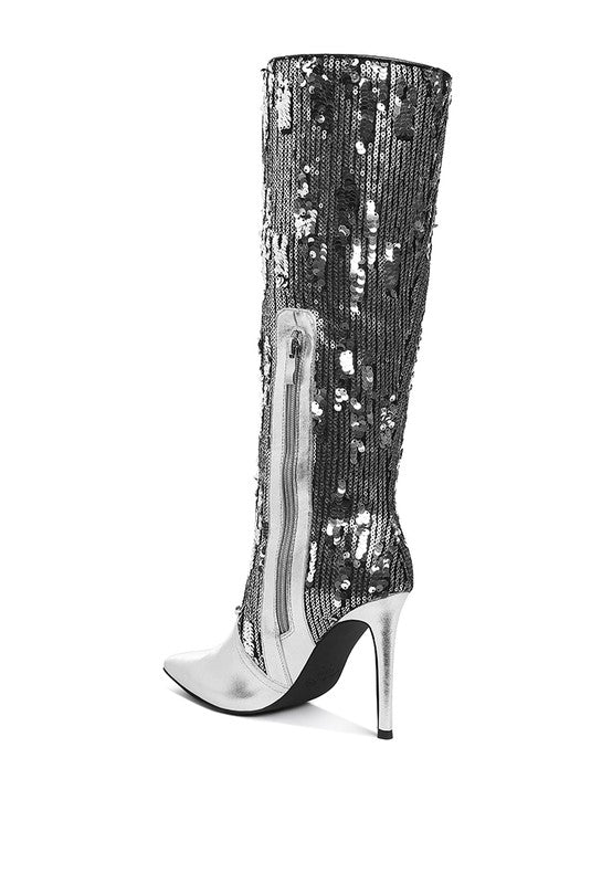 SITARAH Sequin Embellished Stiletto Long Boots