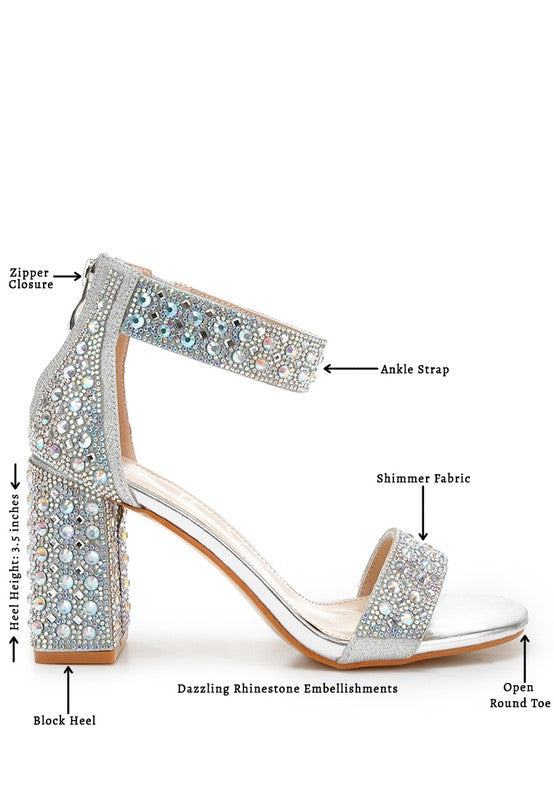 CADY Rhinestone Embellished Block Heel Sandals