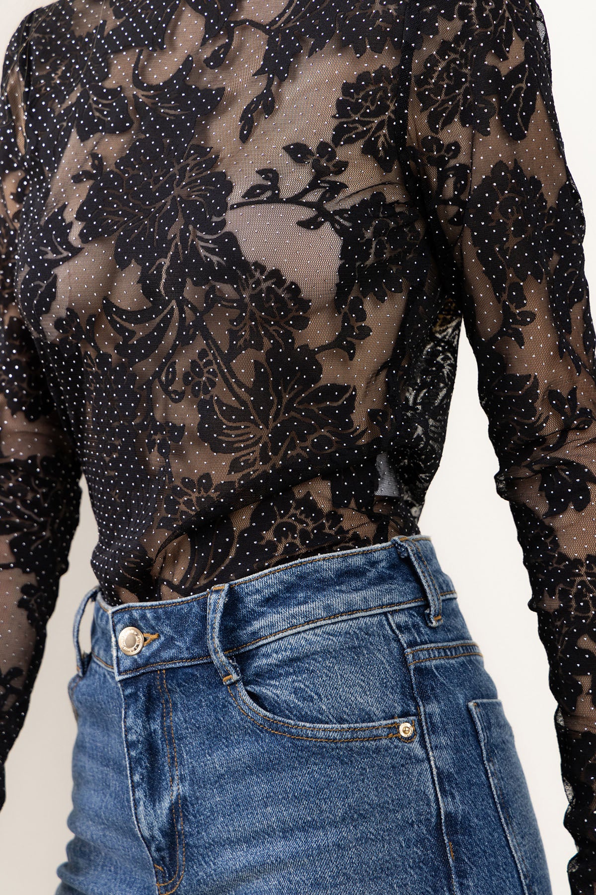 Ces Femme Floral Lace Mesh Bodysuit