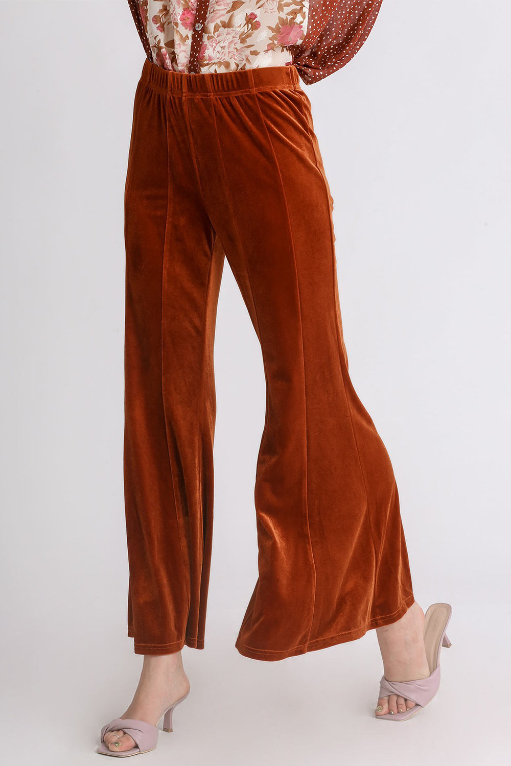 Umgee - High Rise Elastic Waist Flare Pants