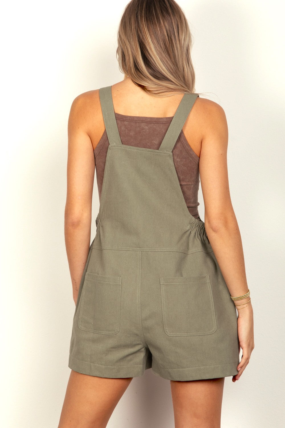 VERY J Adjustable Suspender Shortalls with Pockets