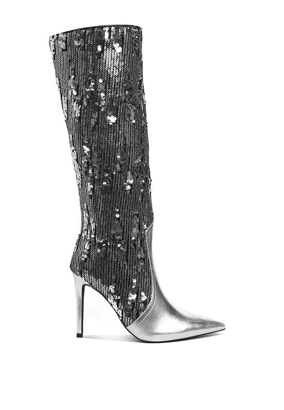 SITARAH Sequin Embellished Stiletto Long Boots