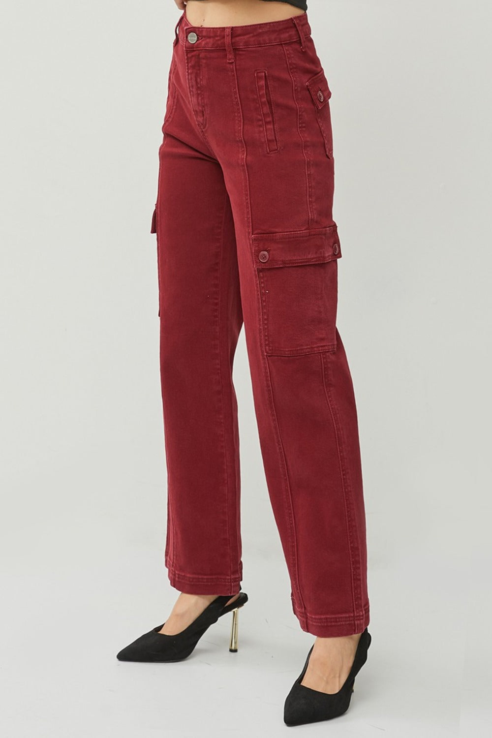 RISEN - Full Size High Rise Wide Leg Cargo Jeans