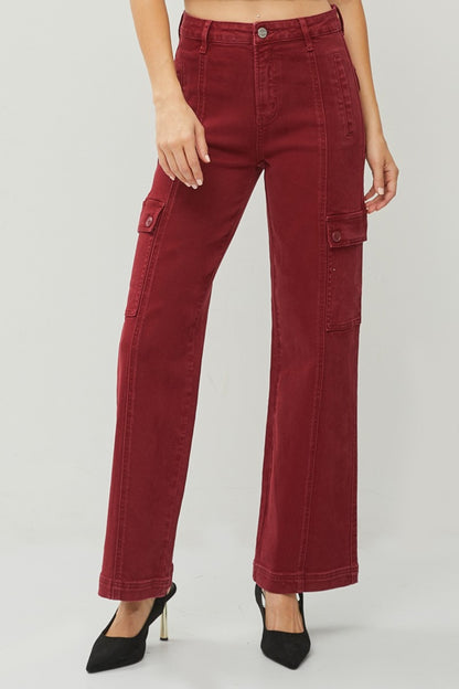 RISEN - Full Size High Rise Wide Leg Cargo Jeans