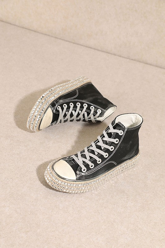 CHANTEL High Top Stud Sneakers