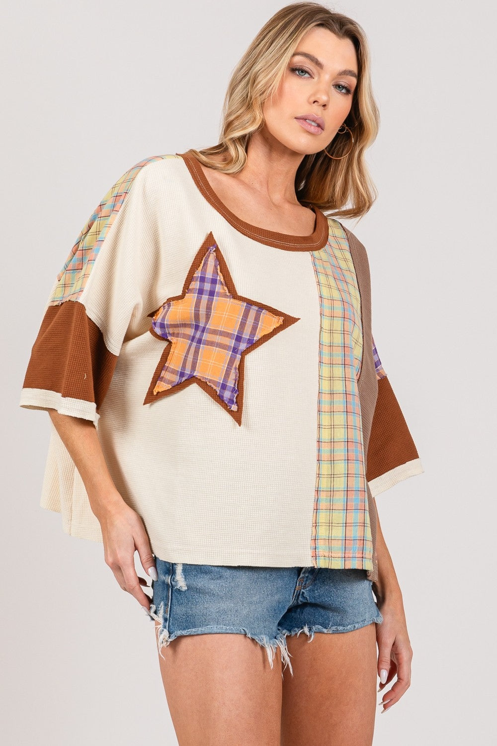 SAGE+FIG Plaid Star Patch T-Shirt