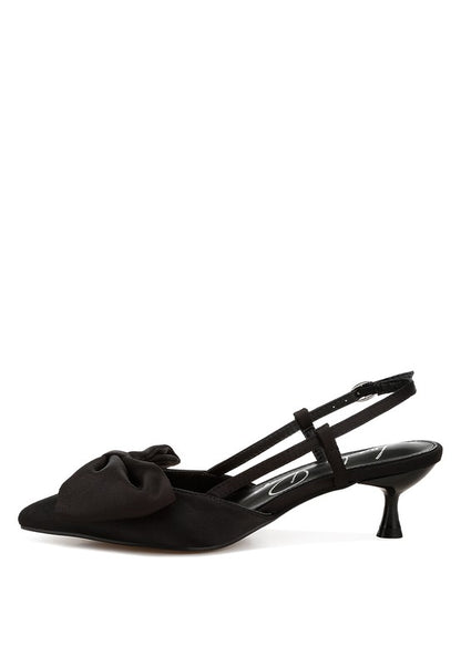 OKSHAK Satin Bow Slingback Sandals