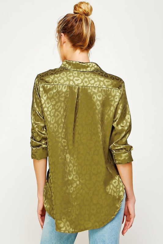 Sweet Generis Satin Leopard Print Top