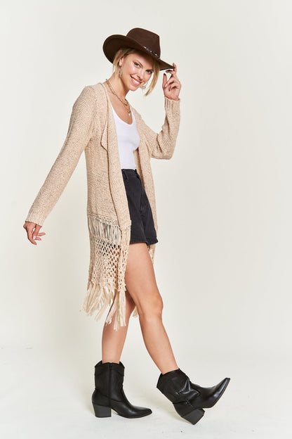 Jade By Jane - Plus Size Fringe Knit Cardigan