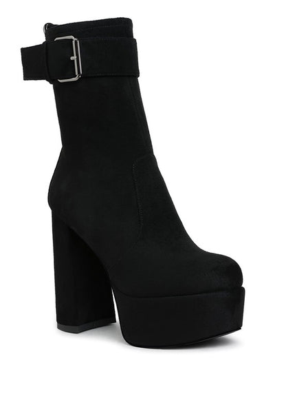 WANDERER Flared Block Heel Mid-Calf Boots