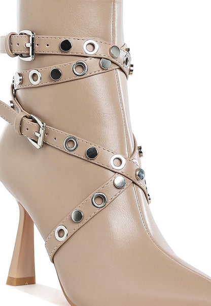 JAUNTS Eyelet & Stud Harness Ankle Boots