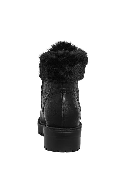 MARANTA Faux Fur Collar Ankle Boots