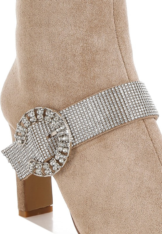 ASAGAO Diamante & Rhinestones Strap Boots