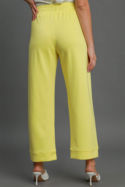 Umgee - Drawstring Elastic Waist Wide Leg Pants