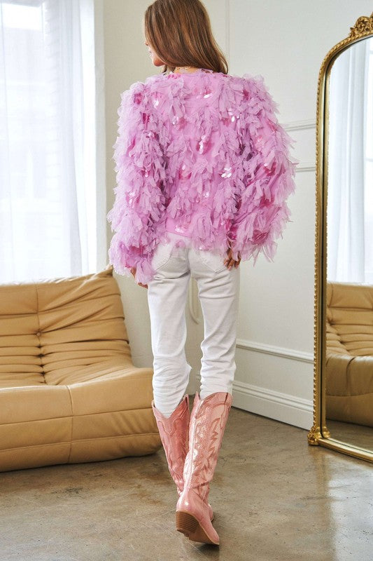 Davi & Dani Fluffy Tiered Ruffle Party Jacket