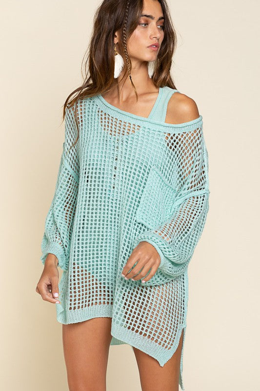 POL Oversized See-through Pullover Sweater