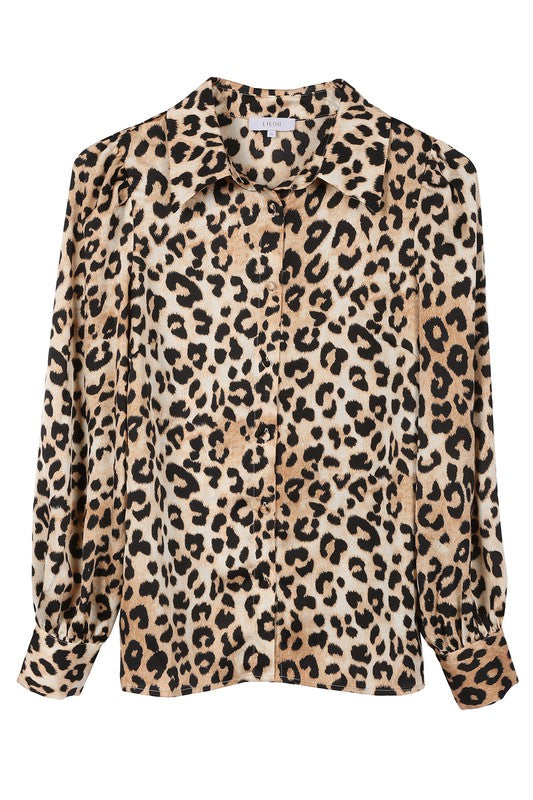 Lilou Satin Leopard Print Blouse