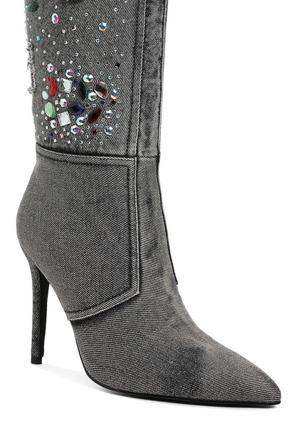 CORNIK Multicolor Stone Denim Boots