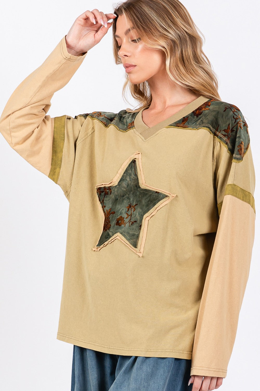 SAGE + FIG Star Patch Color Block T-Shirt