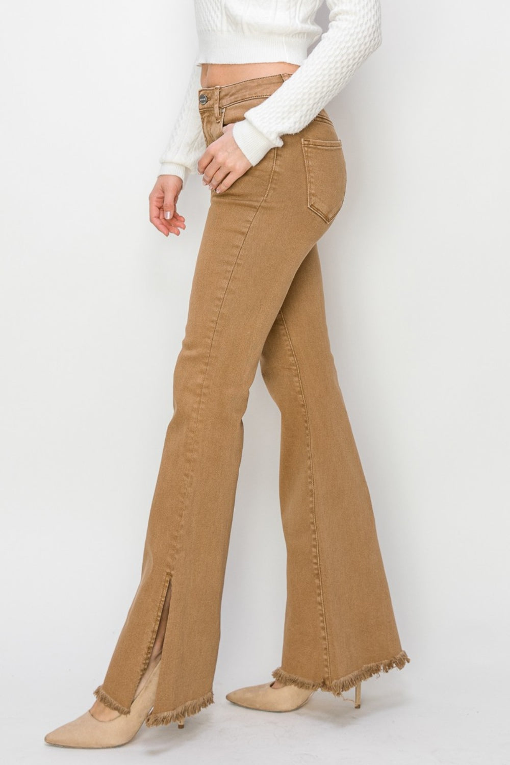 RISEN Full Size Slit Flare Jeans