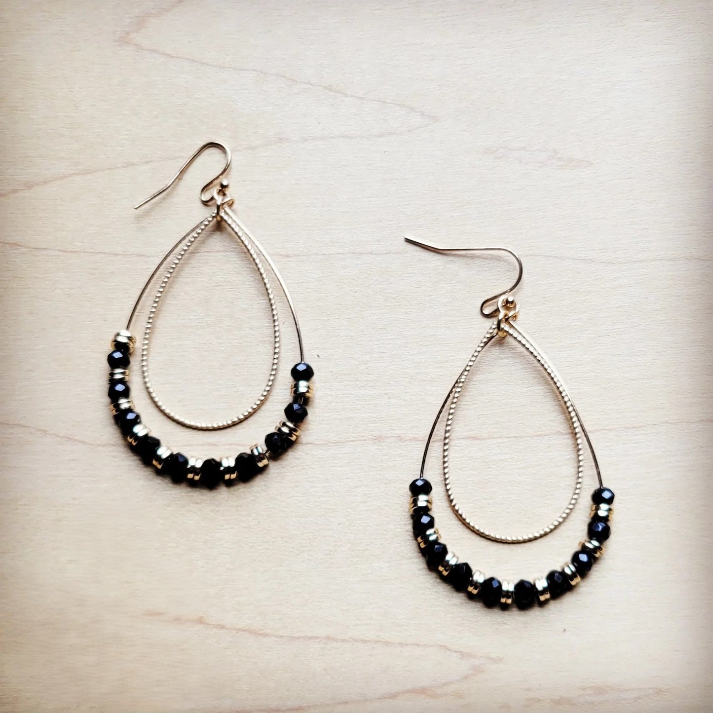 Double Beaded Teardrop Hoop Earrings