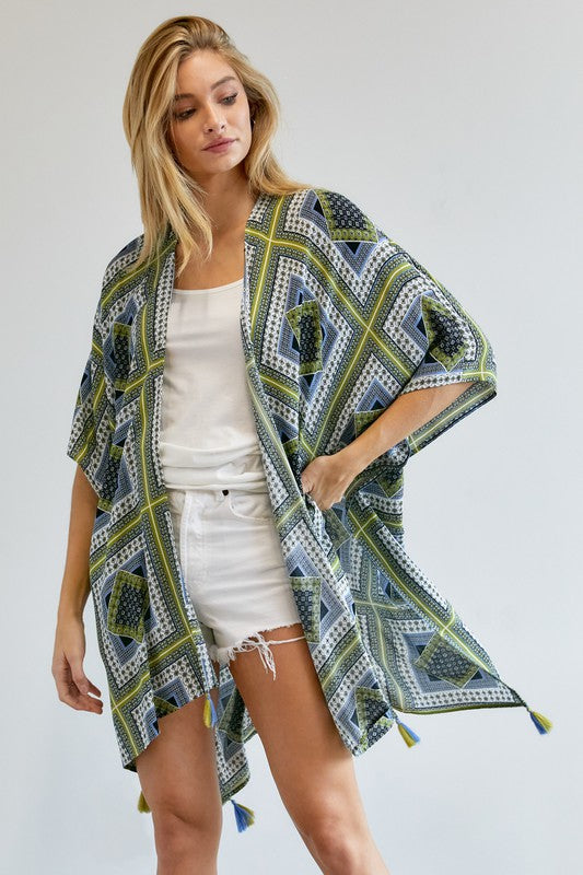 Davi & Dani Boho Print Kimono