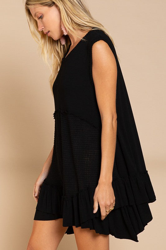 POL Sleeveless Ruffle Hem Dress