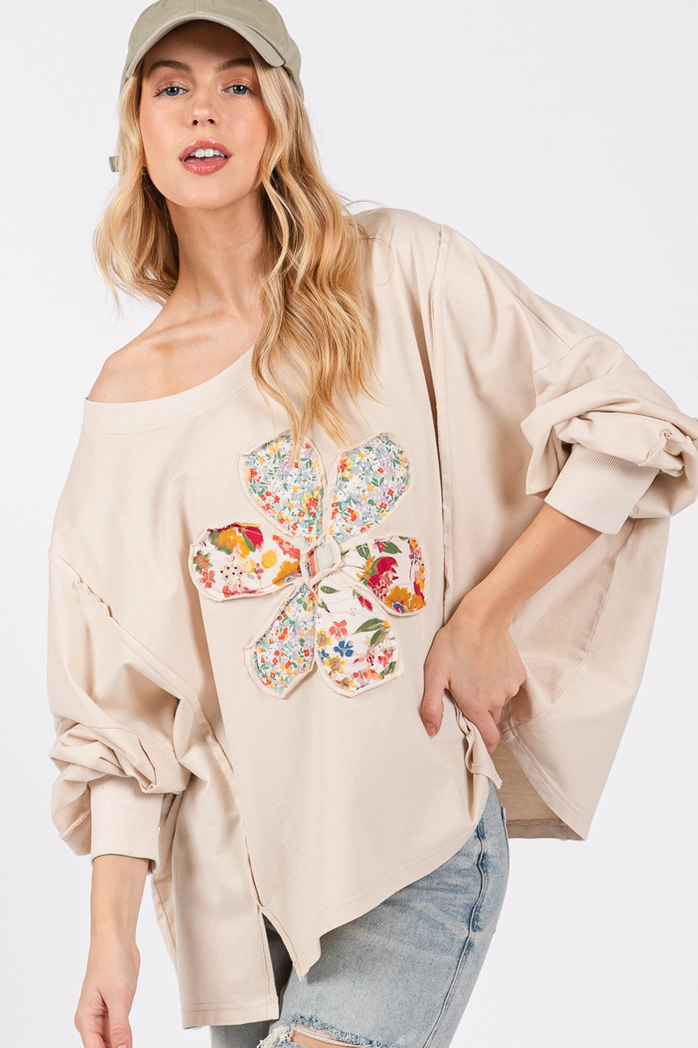 SAGE + FIG - Flower Patch Dropped Shoulder Oversize Top