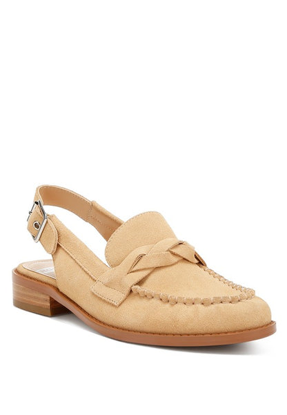 NEMYKIN Suede Slingback Woven Detail Loafers